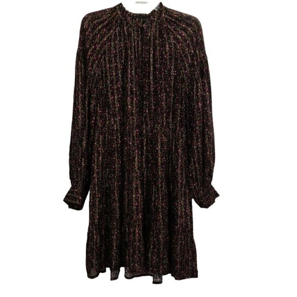 Birgitte Herskind Adeline Dress Size 8 Purple Floral Metallic Threading Accent - Picture 2 of 11